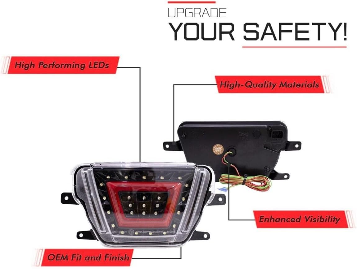 Exterior Lights Accessories - F1 Style 4th Functions as Reverse/Brake/Running light Fog Light Bumper Kit Multifunction Red Compatible With 2020+ Supra with Black Base/Clear lens/Red Bar