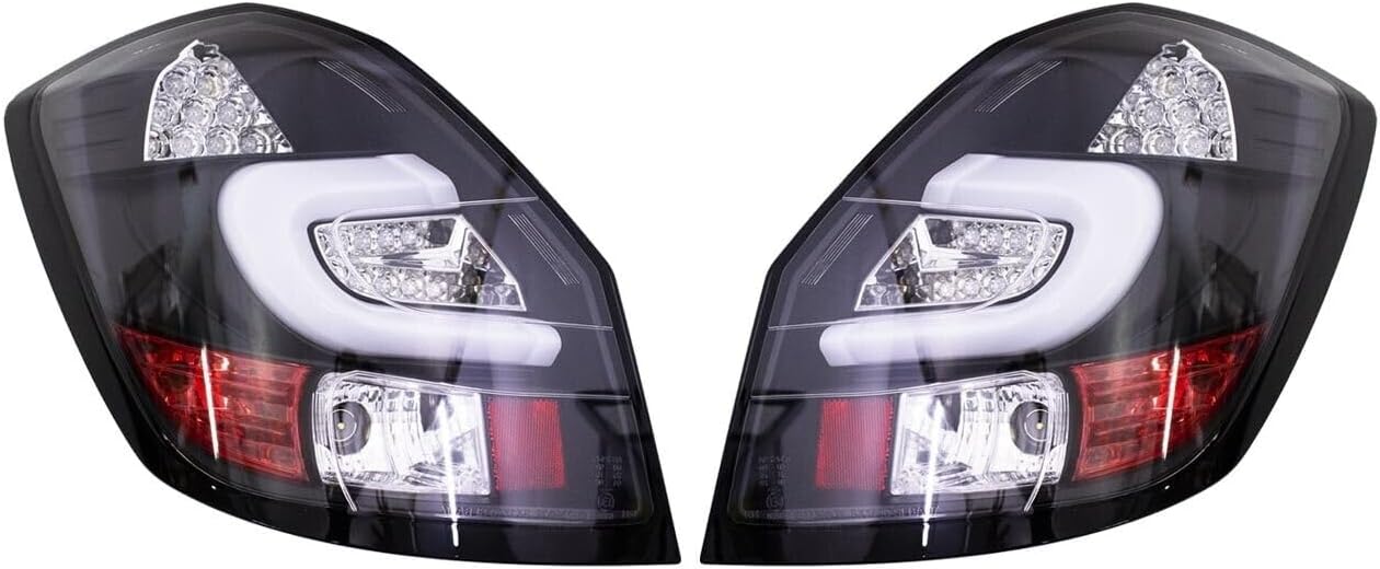 GAZOZ PERFORMANCE LED Tail Lights compatible with Fabia II 2007-2014 Mk2 - Black Base White Bar