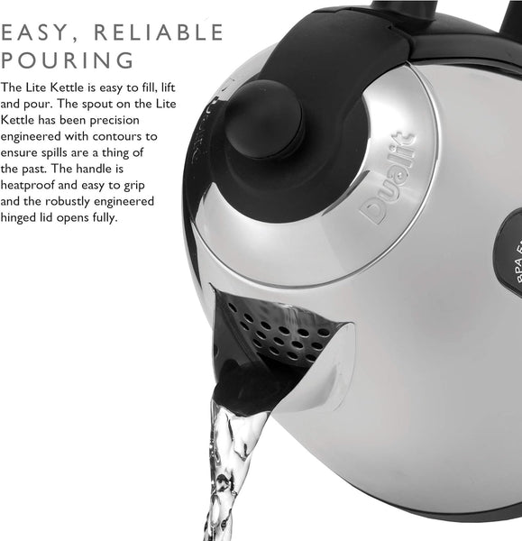 Dualit Lite Kettle - 1.5L Jug Kettle - Polished with Black Trim, High Gloss Finish - Fast Boiling Kettle by Dualit - 72010, Black