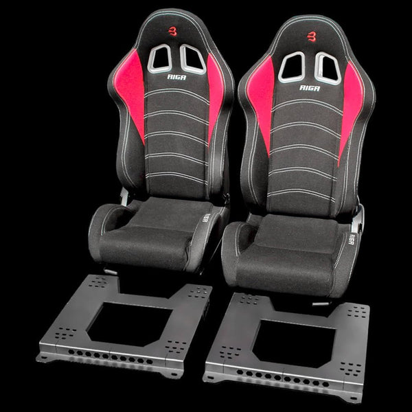 Set of Barbarian Reclining Bucket RIGA Racing Seats for 3-Series E46 (all models) BMW, Black Felt, Track, Race, Drift