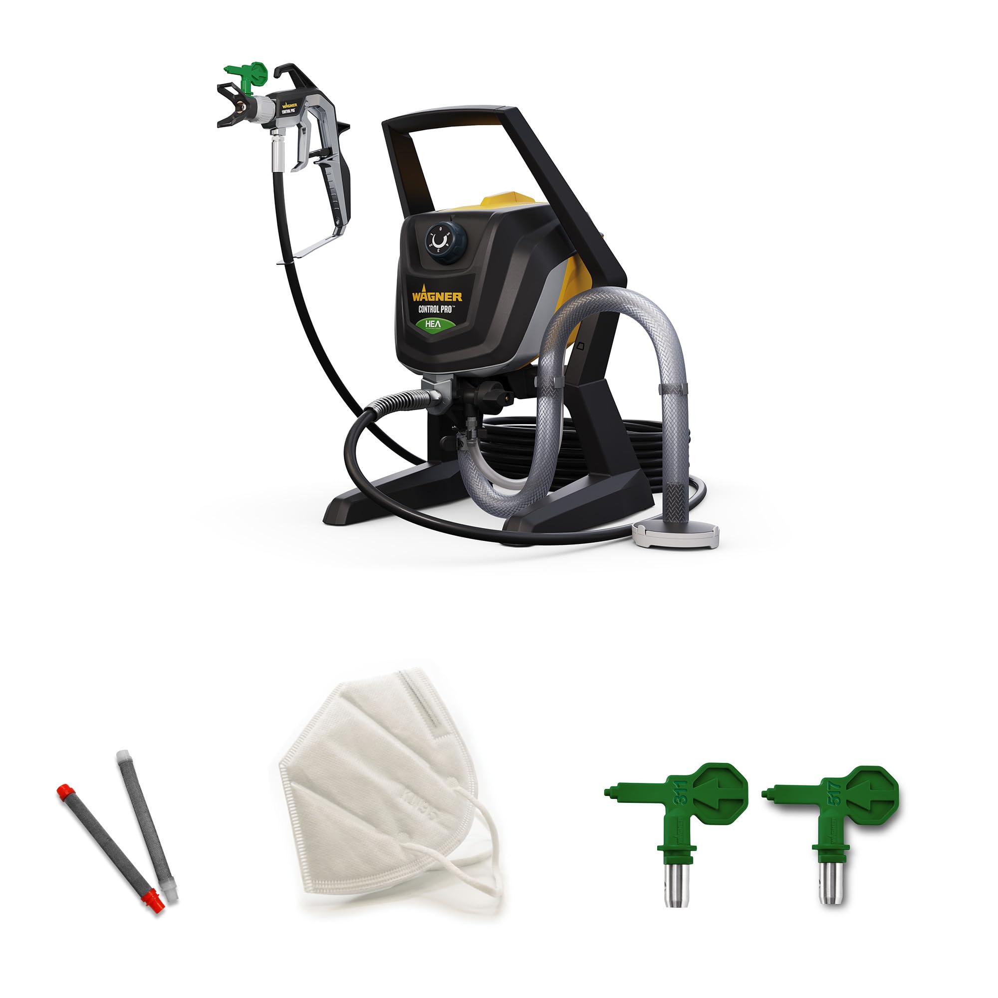 WAGNER Airless ControlPro 250M Paint Sprayer for interior and exterior wood, metal, wall and ceiling paints, covers 15 m² in 2 min, 110 bar, adjustable spray pressure, 9 m hose