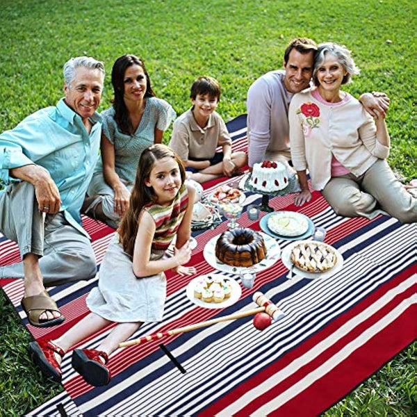 LIVEHITOP Fleece Picnic Blanket Waterproof Backing 200x200 cm - Portable Compact Thickening Extra Large Mat Rug for Camping BBQ Outdoor Indoor