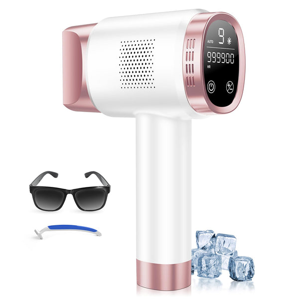 IPL Laser Hair Removal Device for Women Men, Painless Ice-Cooling Hair Remover Machine, 3 Functions, 9 Levels, at-Home Salon & Long Lasting Results for Face Bikini Line Armpits Leg Body, Rose