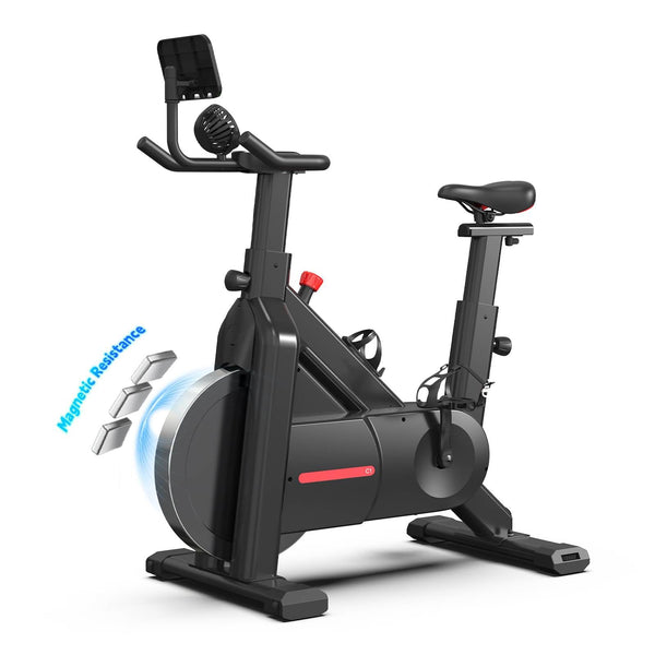 Bluearth Self-Powered-Fan Exercise Bike with Dynamic LED Light Effects, Pro Livestreaming Classes, Smart Exclusive App, 300 LBS Magnetic Resistance Indoor Stationary Cycling Workout Bike for Home