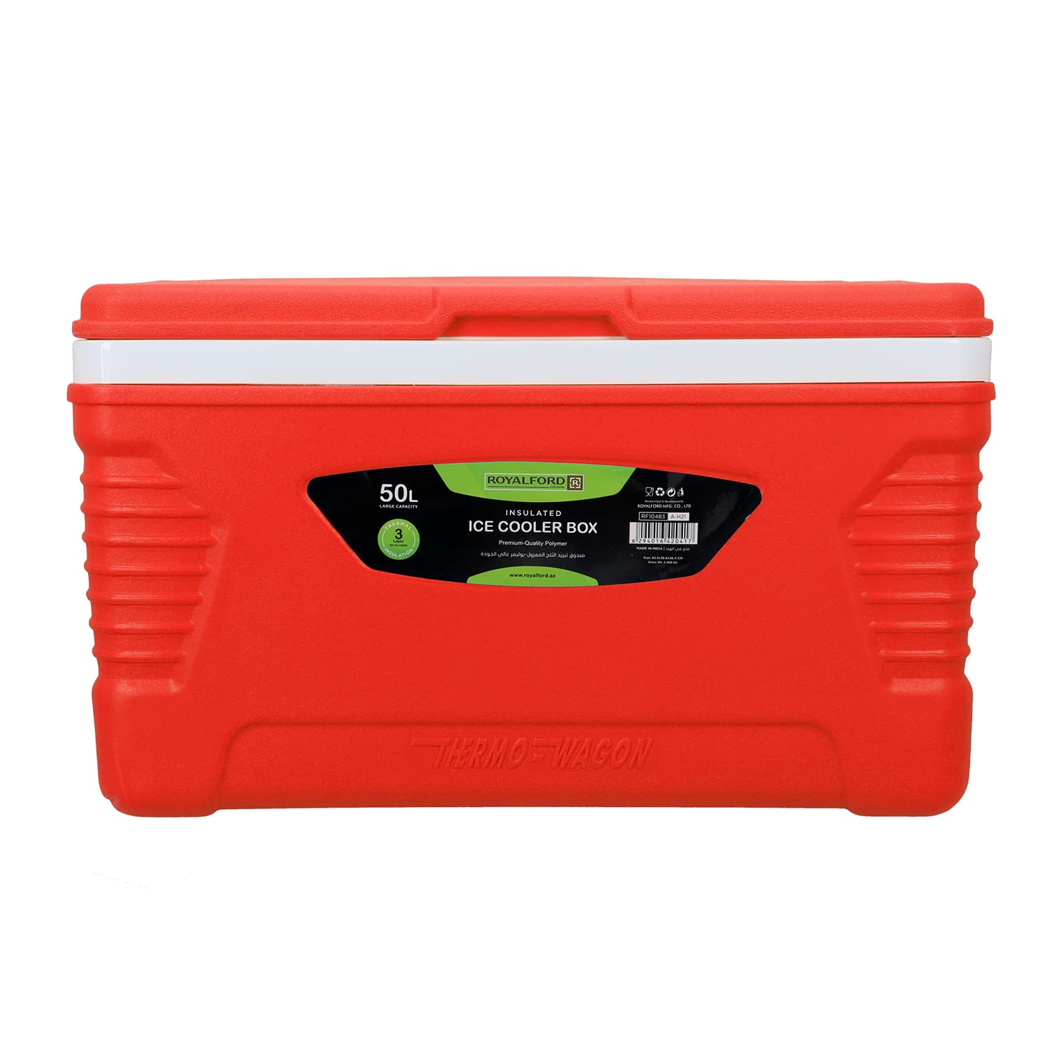 Royalford Insulated Cooler Box - Hot/Cold Freezer Box with Integrated Lock Lid and Carry Handle - Ideal for Beach and Picnic