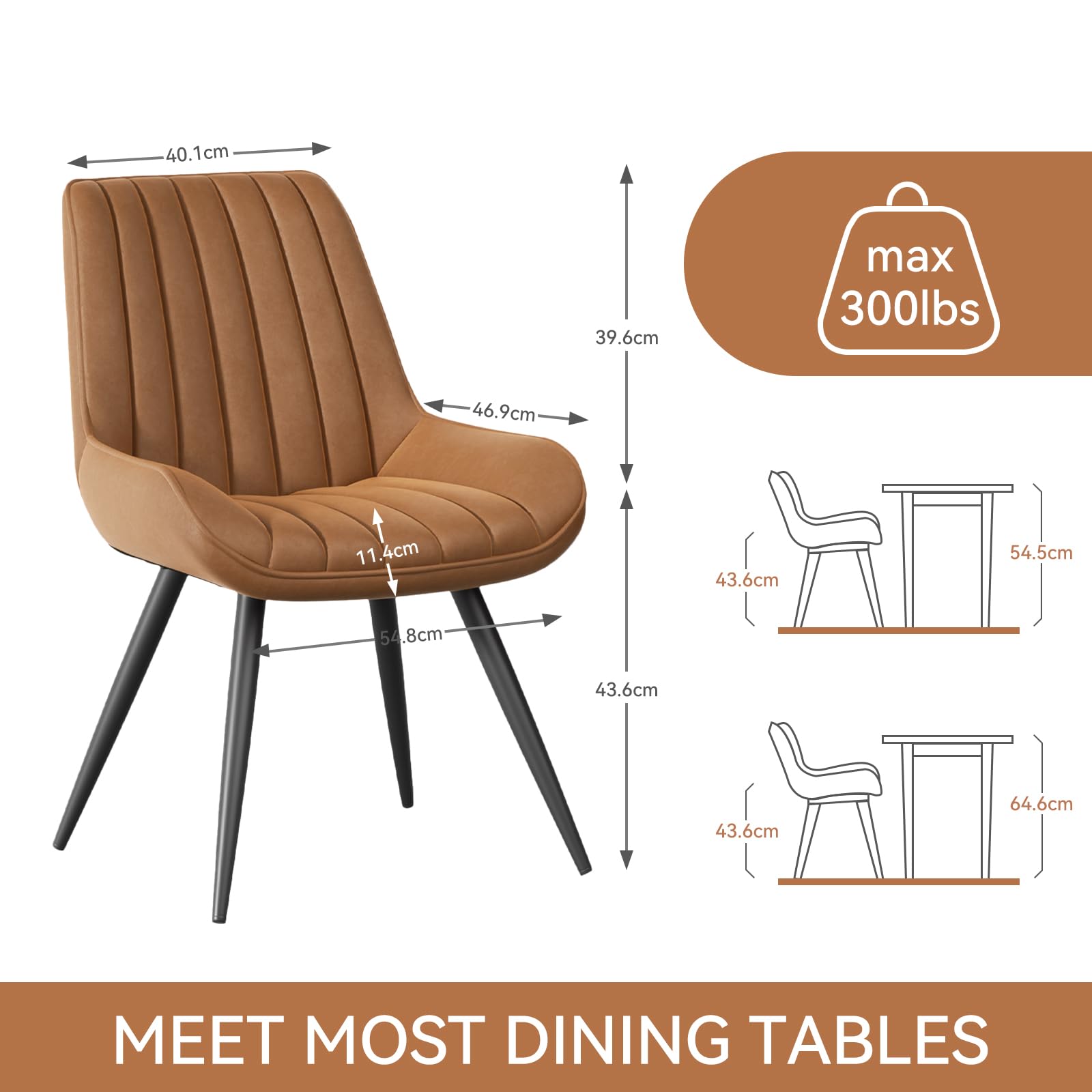 Hawthyhome Dining Chairs Set of 4 |Upholstered Chairs with 10cm Thick Seat Cushion •Upholstered Fabric Dining Chair •Kitchen Chair with Backrest •Modern Armchairs with Metal Legs •Dark Grey