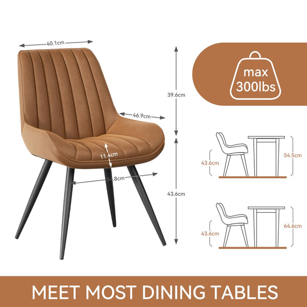 Hawthyhome Dining Chairs Set of 4 |Upholstered Chairs with 10cm Thick Seat Cushion •Upholstered Fabric Dining Chair •Kitchen Chair with Backrest •Modern Armchairs with Metal Legs •Dark Grey