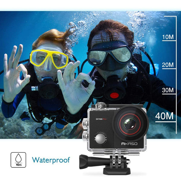 AKASO EK7000 Pro 4K Action Camera - Touch Screen EIS Adjustable View Angle 40m Waterproof Underwater Camera Remote Control Helmet Camera with Accessories Kit