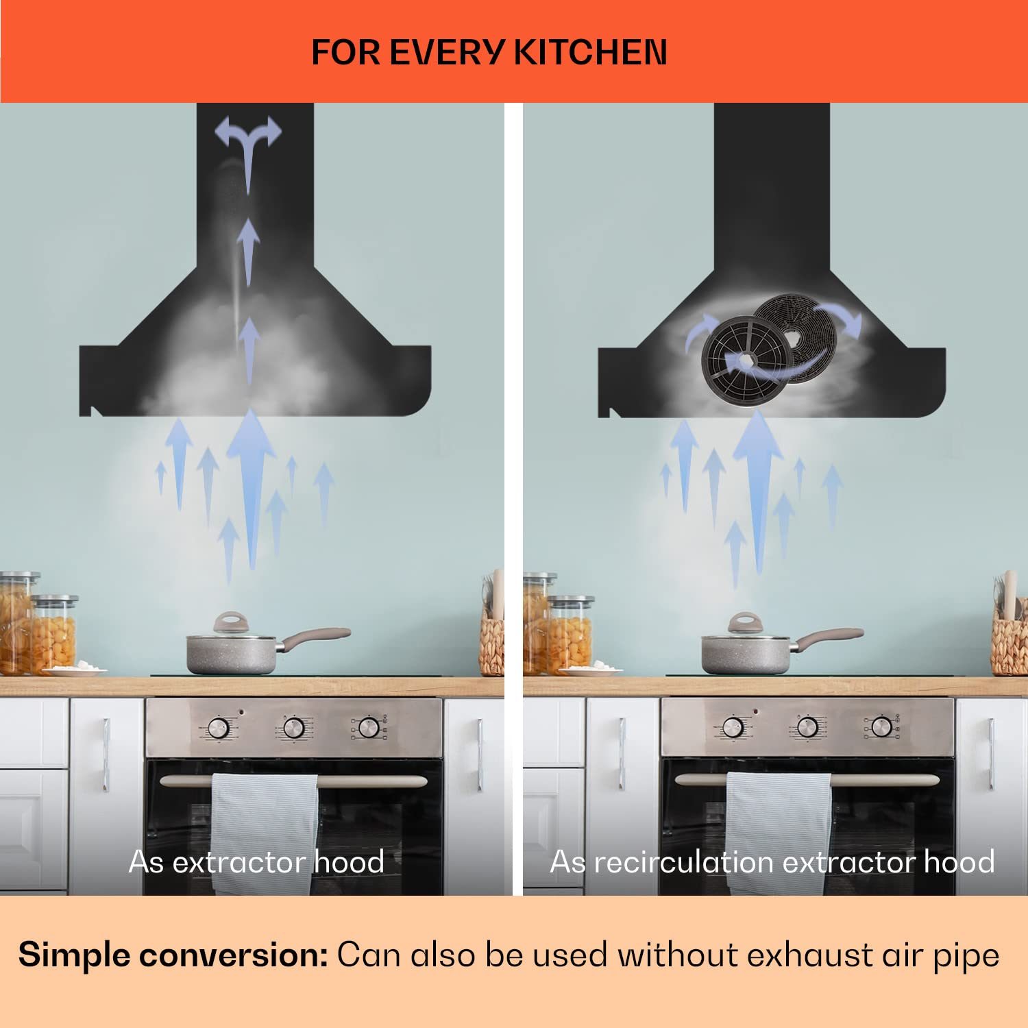 Klarstein Alina 90 Angled Cooker Hood - 600m³/h Air Flow, Touch Panel, LED Backlighting, Quiet 63dB, Energy Class A, 90cm Extractor Hood, Black