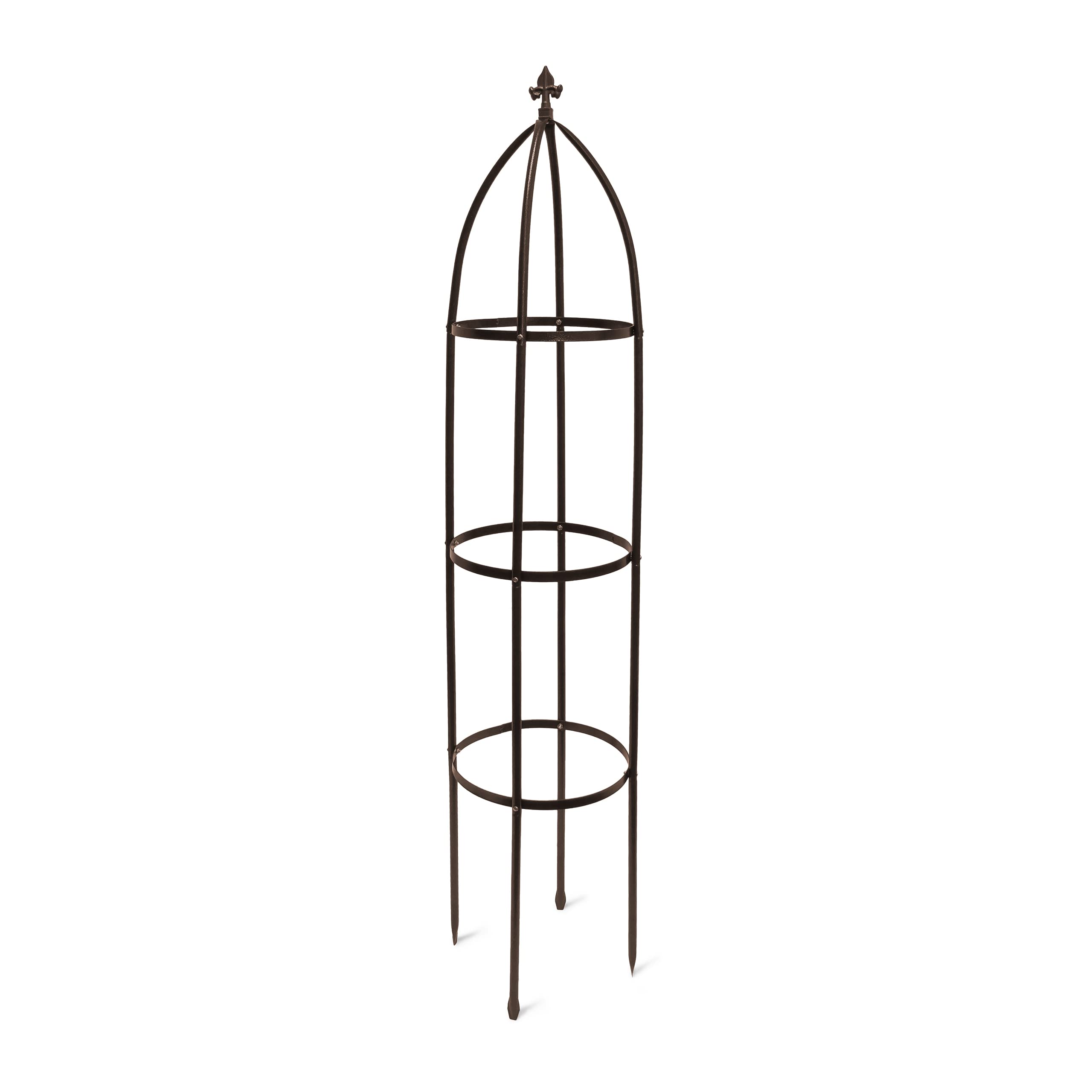 Relaxdays Metal Obelisk, 190 cm, Trellis for Climbing Plants, Support for Flowers and Vines, Brown