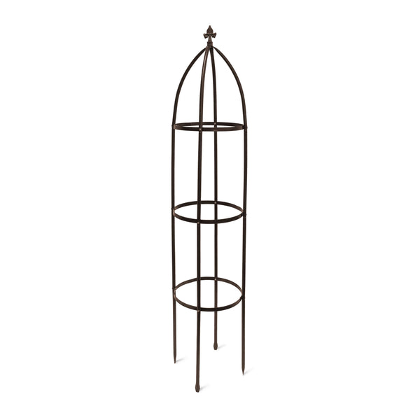 Relaxdays Metal Obelisk, 190 cm, Trellis for Climbing Plants, Support for Flowers and Vines, Brown