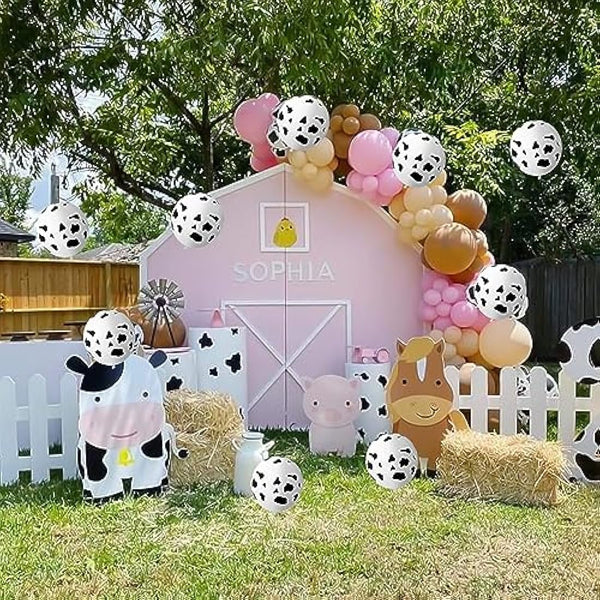 Isndare Cow Print Balloons, 30 Pieces Cute Cow Latex Balloons for , Black White Western Cowboy Cowgirl Balloons for Farm Theme First Rodeo Birthday Baby Shower decor Supplies