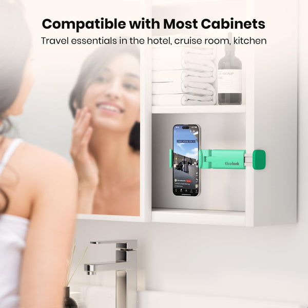 Airplane Phone Holder - Klearlook 4 in 1 Adjustable Phone Stand for Travel,360 Rotation Handsfree Viewing Flight Phone Holder,Foldable Travel Essential,Accessory for Flying/Traveling/Home/Office-Black