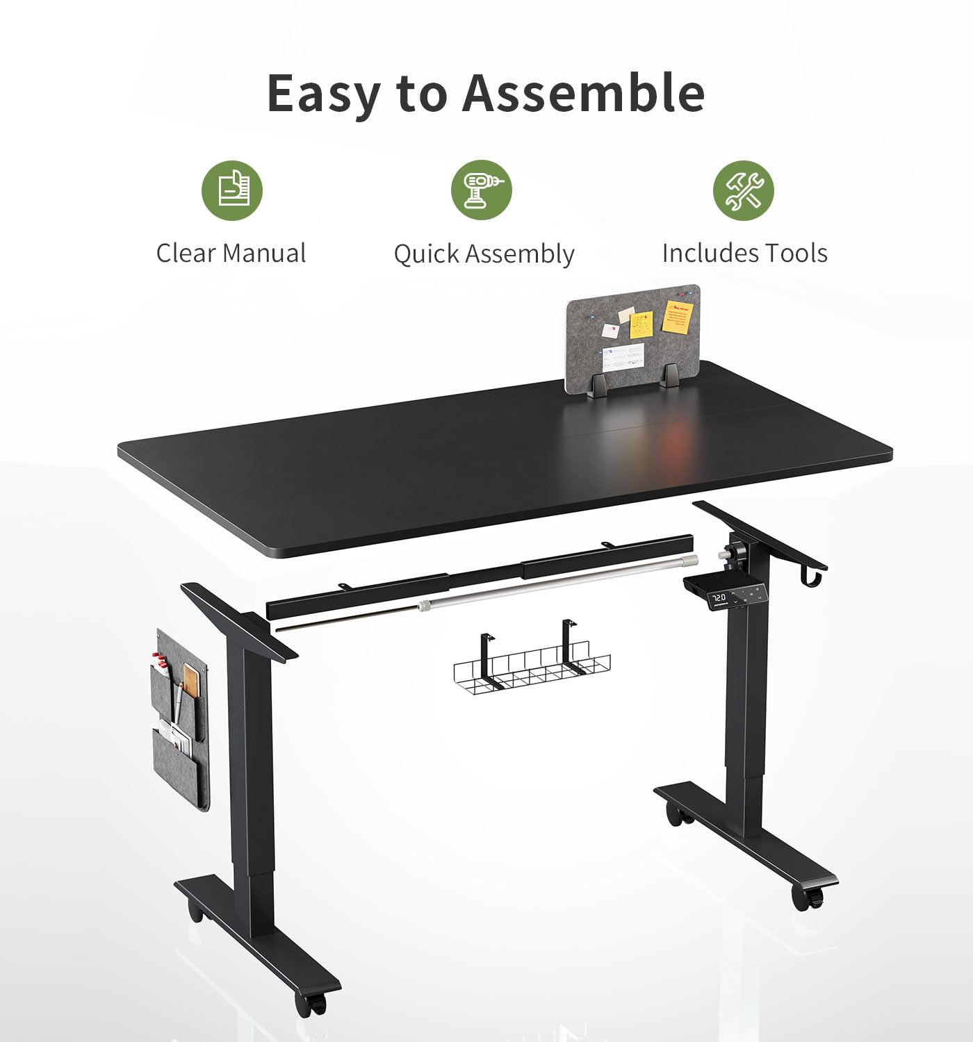 MAIDeSITe Height Adjustable Standing Desk Electric Standing Desk Sit Stand Desk Stand Up Desk with Cable Tray 120 * 60cm Desktop for Home Office