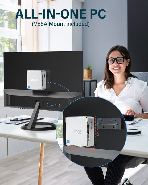 NiPoGi Mini PC Windows 11 Pro Mini PC Intel Alder Lake-N95 (Βeat N5105, up to 3.4GHz) 16GB RAM+512GB M.2 SSD Mini Computer Desktop Mini Computer 4K Dual Display/HDMI/WiFi/BT for Home/Business/School