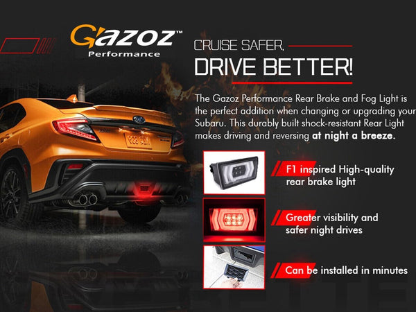 GAZOZ PERFORMANCE F1 Hexagon Style 4th Brake Light Kit Rear Bumper White Bar For 22-23 Subaru WRX