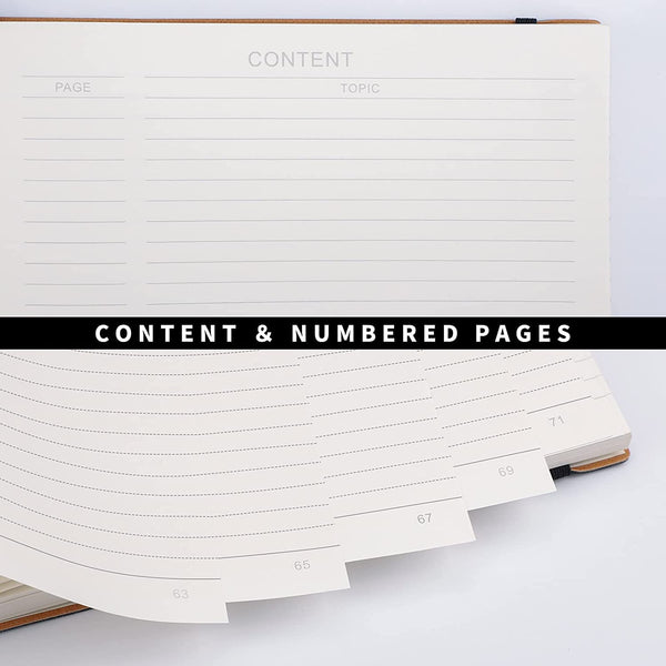 RETTACY Lined Journal Notebook - A5 Note Book Hardcover Thick Notepad 320 Numbered Pages for Writing,100gsm Lined Paper, Leather Hardcover, for Women Men Work Office School,14.5 x 21cm - Black