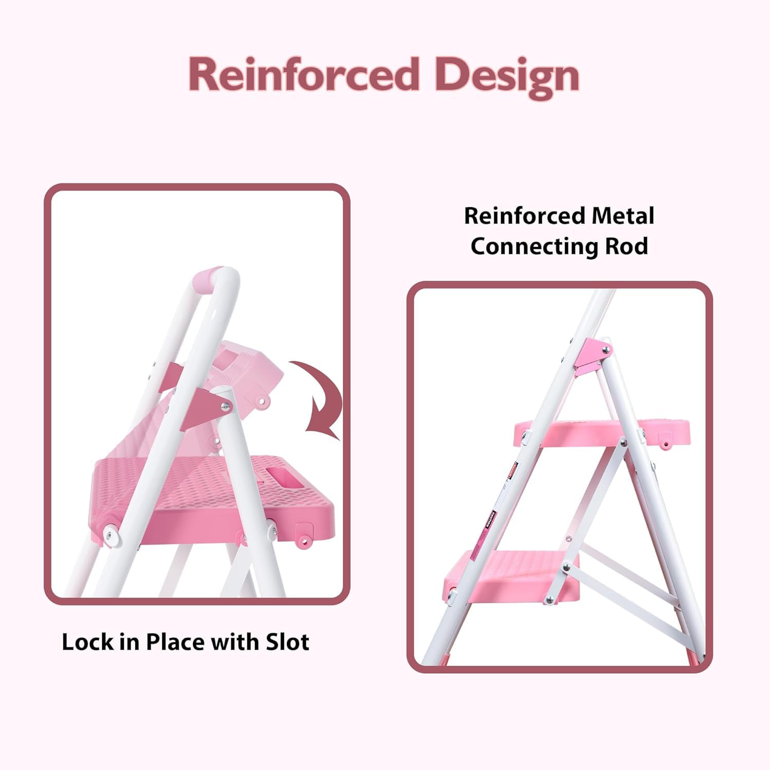 BONTEC 4 Step Ladder Folding, Heavy Duty Foldable Step Stool with Wide Anti-Slip Pedals, Sponge Handrail and Tool Tray, Portable Household Ladder 150kg Capacity, Compact Collapsible Indoor Ladder