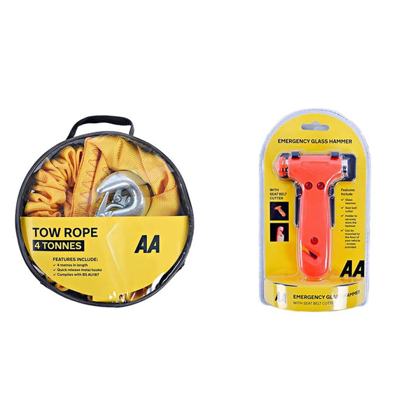 AA 2T 3.5 m Tow Rope AA6189 – Yellow Strap-Style Towing Belt for Car Breakdowns Other Vehicles up to 2 Tonnes
