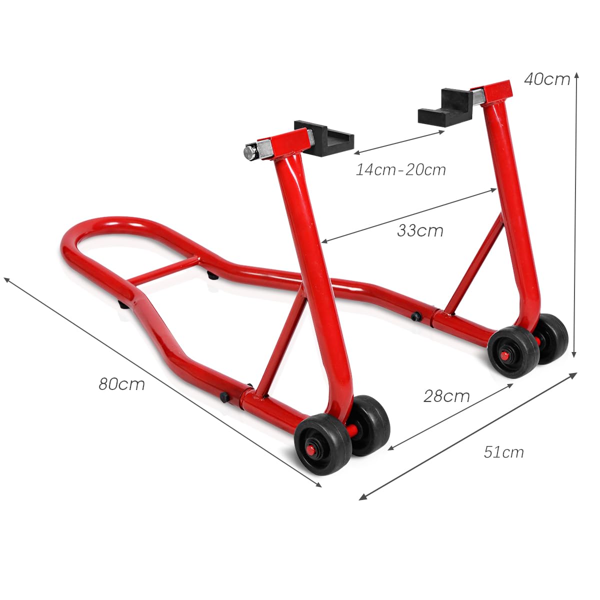 GiantexUK Motorbike Stand, Adjustable Rear Track Paddock Stand on Wheels, Heavy Duty Motorcycle Lift Stand for Workshop Garage Repair Shop (Black Body)