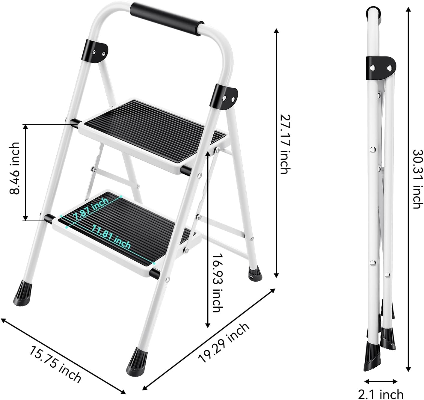 KINGRACK Folding 3-Step Ladder with Non-Slip Pedals, Sturdy Steel, Lightweight & Portable, Red