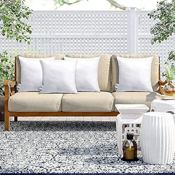 JOTOM Outdoor Cushion Inserts 45x45cm Waterproof Premium Cushion Inner Pads 18"x18" Pillows Filling Set of 4 Decorative Square Pillow Inserts Sofa Pillow Stuffer Patio Garden Blench Couch Bed Cushions