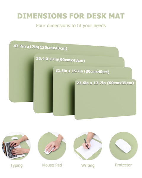 MOLMO Non-Slip Desk Mat, Waterproof Desk Pad Table Protector, Easy Clean Laptop Mat Large Mouse Pad Leather Writing Mat with Suede for Office /Home/Decor (Light Green, 60 x 35 cm)