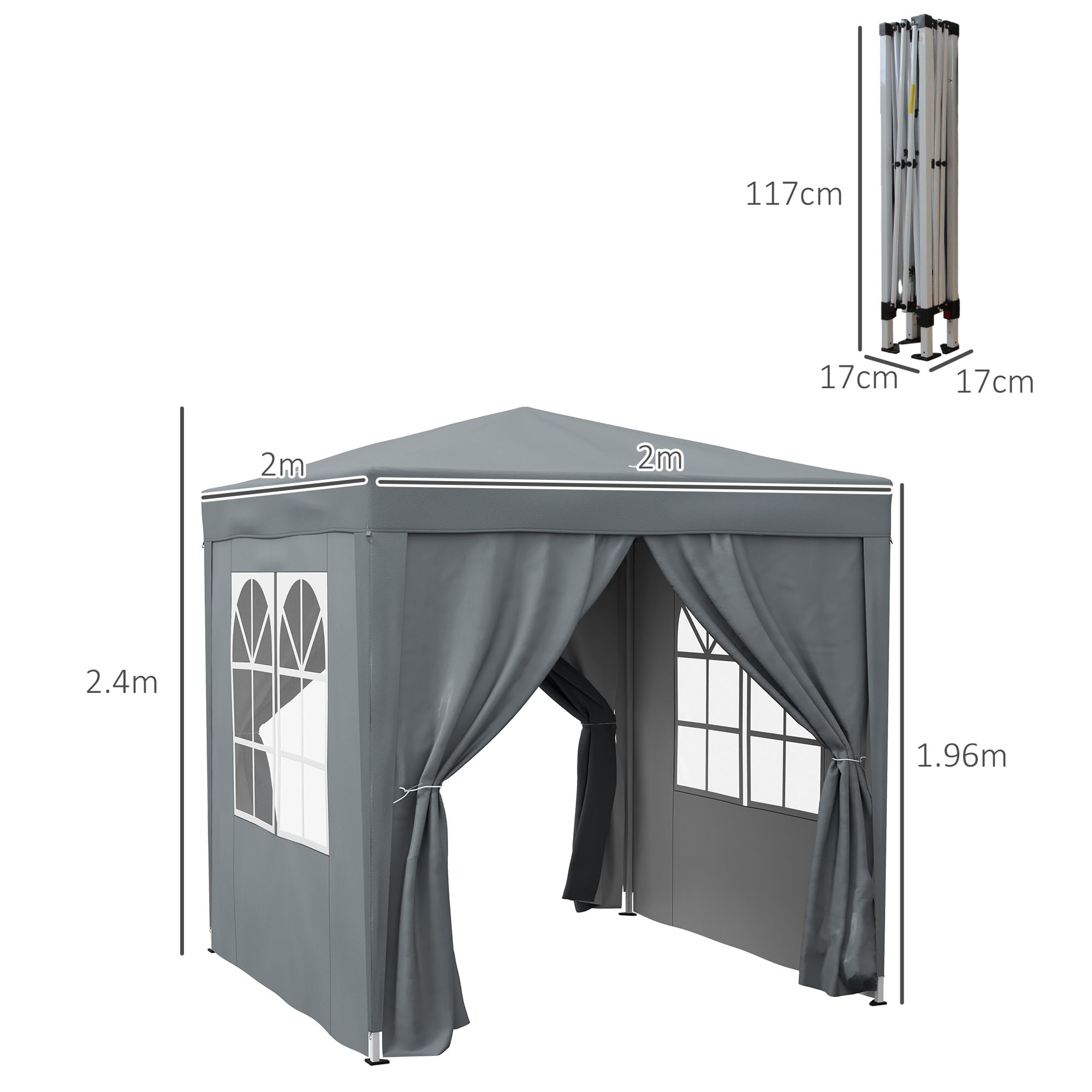 Outsunny 3 x 3(m) Pop Up Gazebo, Water and UV Resistant Party Tent Camping Canopy Marquee with Carry Bag, Blue