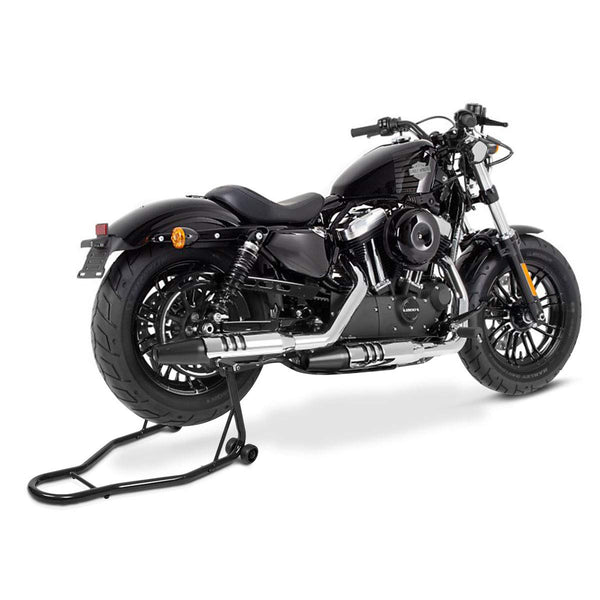 GiantexUK Motorbike Stand, Adjustable Rear Track Paddock Stand on Wheels, Heavy Duty Motorcycle Lift Stand for Workshop Garage Repair Shop (Black Body)