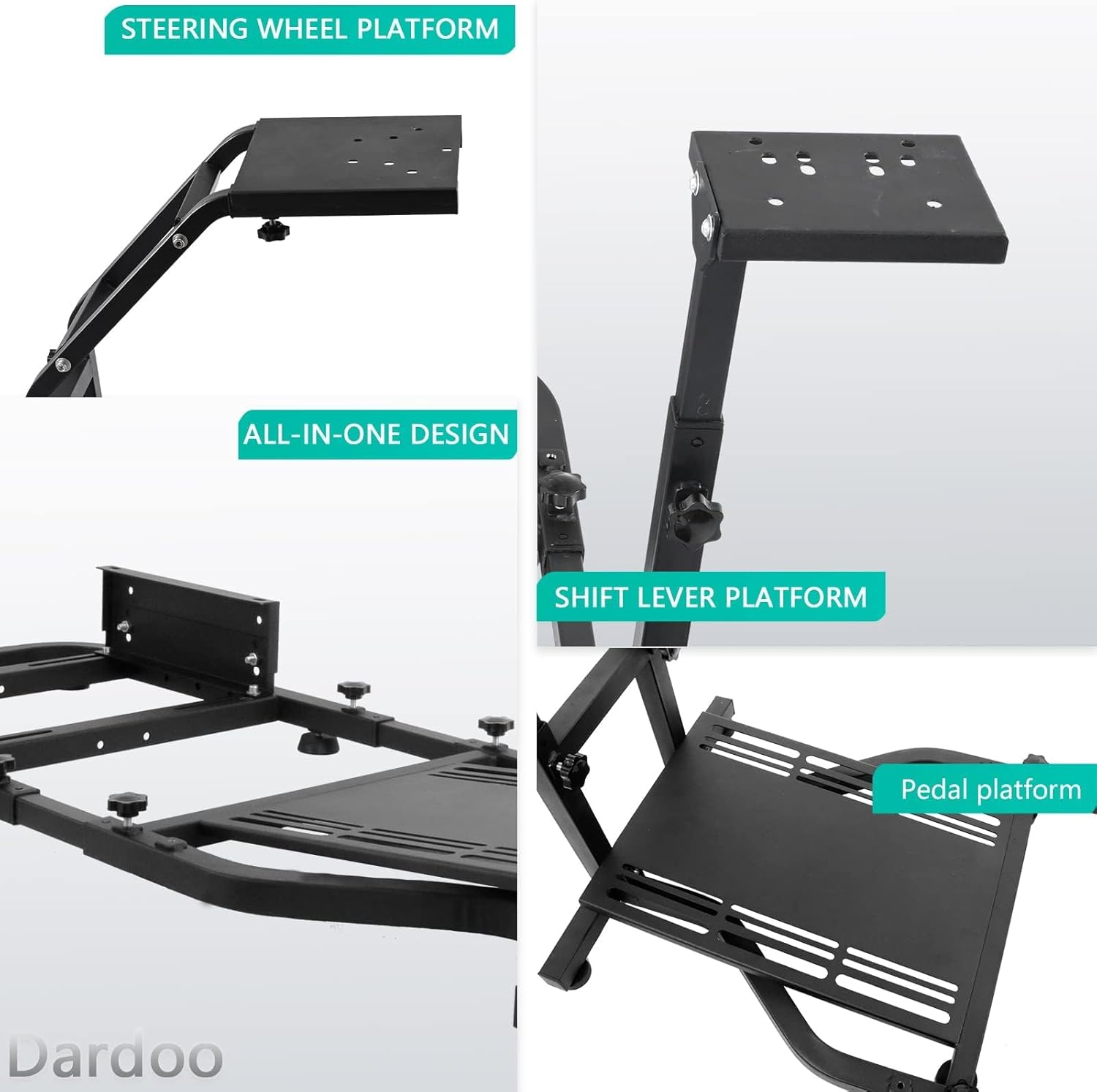 Dardoo Racing Simulator Cockpit Adjustable Fits for Logitech G27 G29 G920 G923, Thrustmaster T300, Fanatec Driving Steering Wheel Stand Gaming Frame, Not Included Wheel, Pedal and Seat
