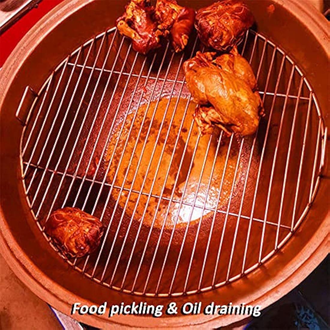 huanniu 304 Stainless Steel Round Cooking Grate with Handle, 54.5 cm Diameter for 57 cm Charcoal Barbecues e.g. Weber, Grill Grates Kettle Grill 57 cm, with Grill Clips