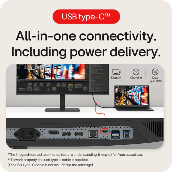 LG Electronics Curved UltraWide Monitor 34WR55QK, 34 inch, 1440p, 100Hz, 5ms Response Time, VA Panel, Smart Energy Saving, USB-C (65W Power Delivery), Displayport, HDMI