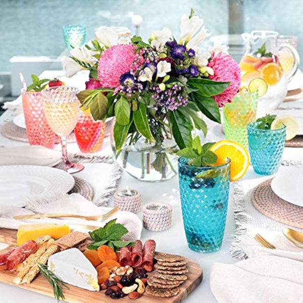 BELLAFORTE Shatterproof Tritan Plastic Tall Tumbler, Set of 4 Cups, 562ml - Laguna Beach Drinking Glasses - Unbreakable Drinking Glasses for Parties - BPA Free - Dishwasher Safe - Blue