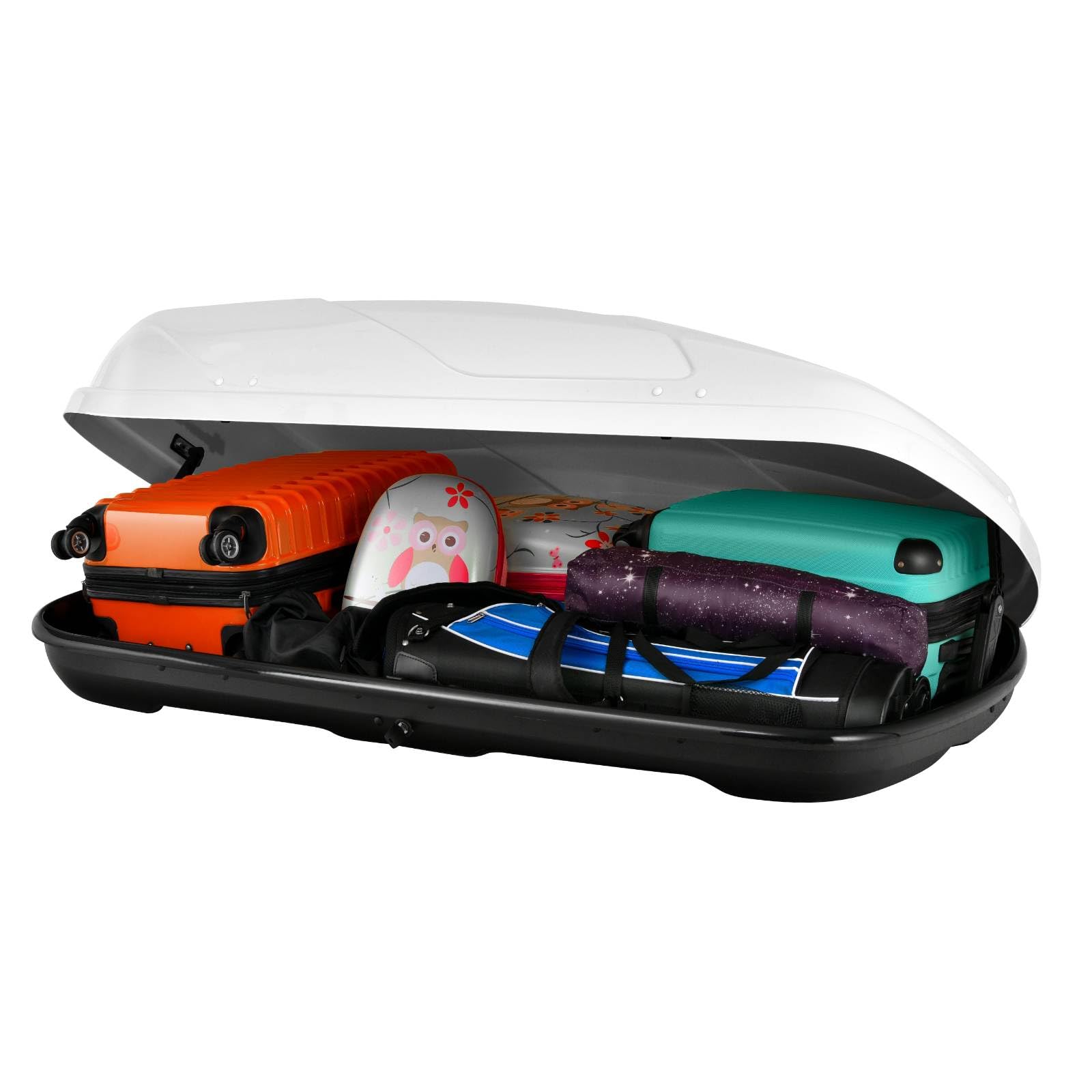 TANGZON Car Roof Box, 400L Extra-Large Car Top Roofbox with Dual Side Opening, Waterproof Hard Rooftop Cargo Carrier Storage Box for Tents Bags Luggage, Fits Most Cars (Black)