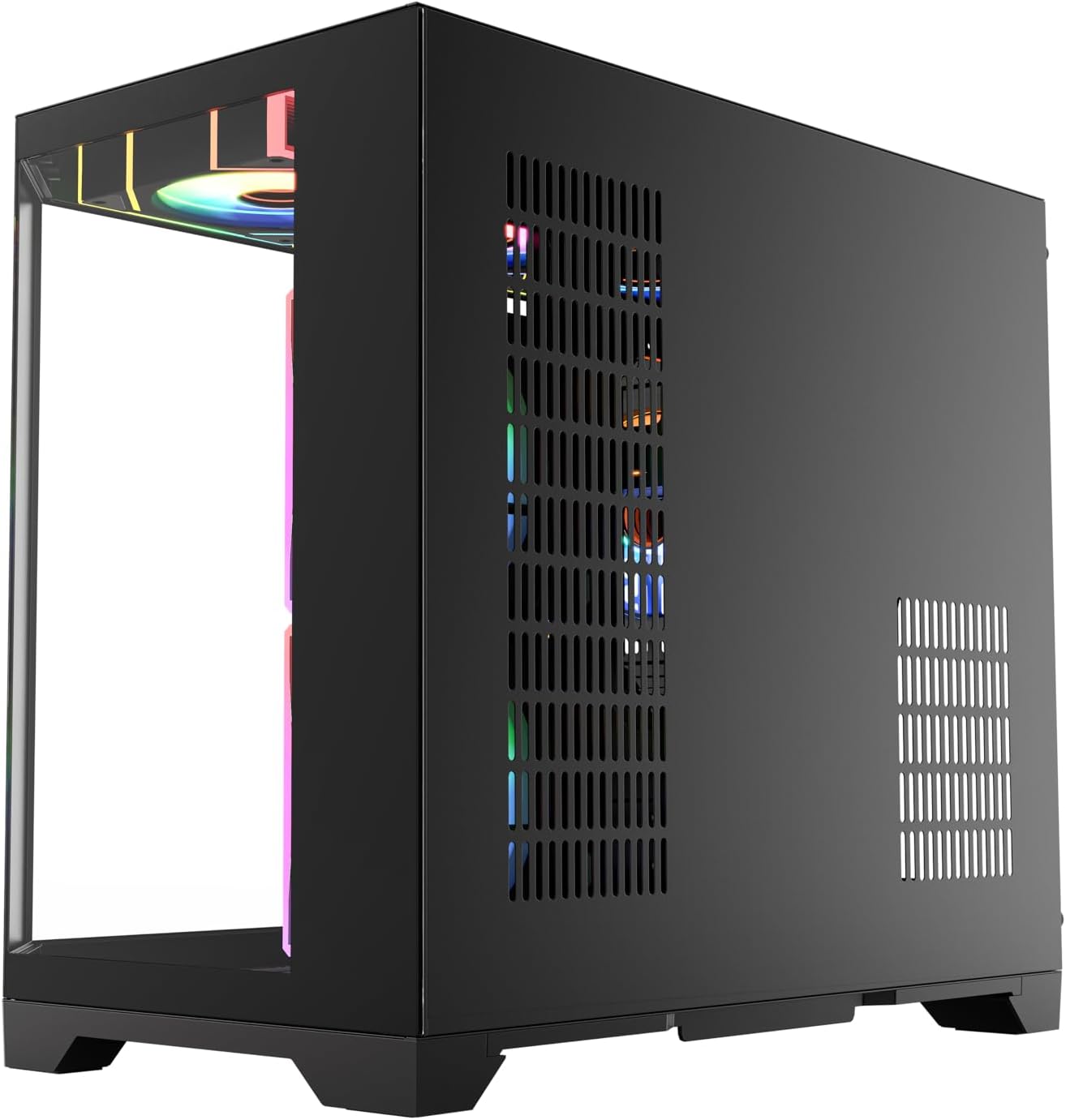IONZ APEX Vision - PC Gaming Case, M/ATX Mini Tower, Dual Chamber with 6 ARGB PWM Fans - LCD Screen | Supports 240 mm AIO, White