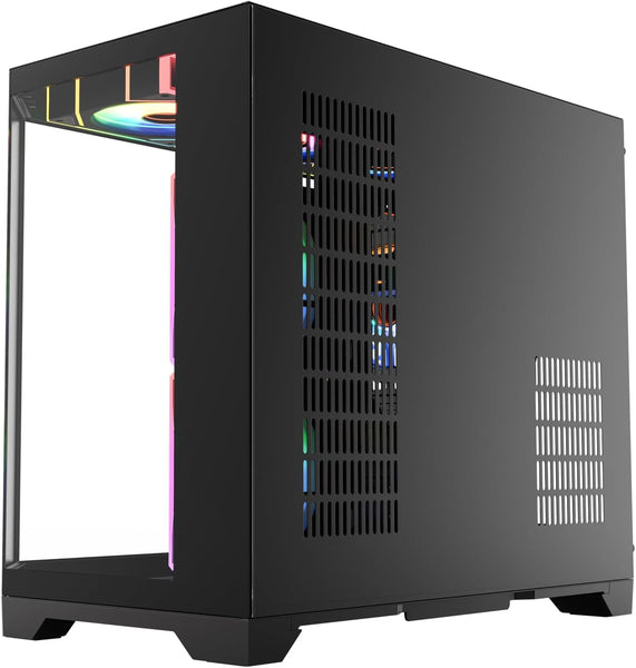 IONZ APEX Vision - PC Gaming Case, M/ATX Mini Tower, Dual Chamber with 6 ARGB PWM Fans - LCD Screen | Supports 240 mm AIO, White
