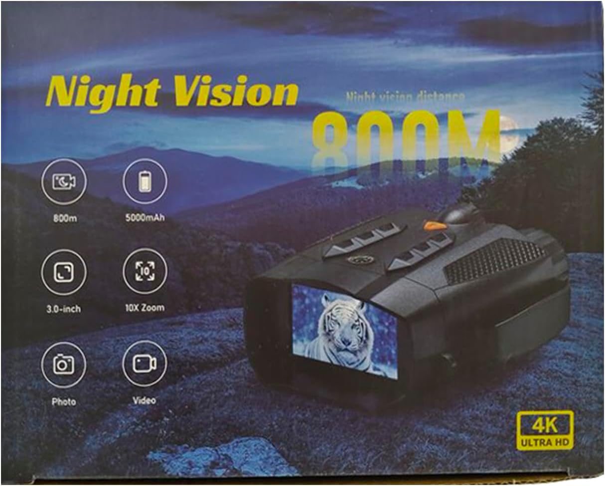 Night Vision Goggles, 5W 850NM Infrared Night Vision Binoculars for Adults, 5000 mAh Rechargeable Binoculars with Flashlight and 32G Card, 10X Digital Zoom, for Camping Hunting and Bird Watching