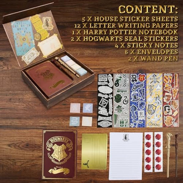 Harry Potter Gifts, Stationery Set with Notebook, Wand Pen, Letter Writing Set with Envelopes and Stickers