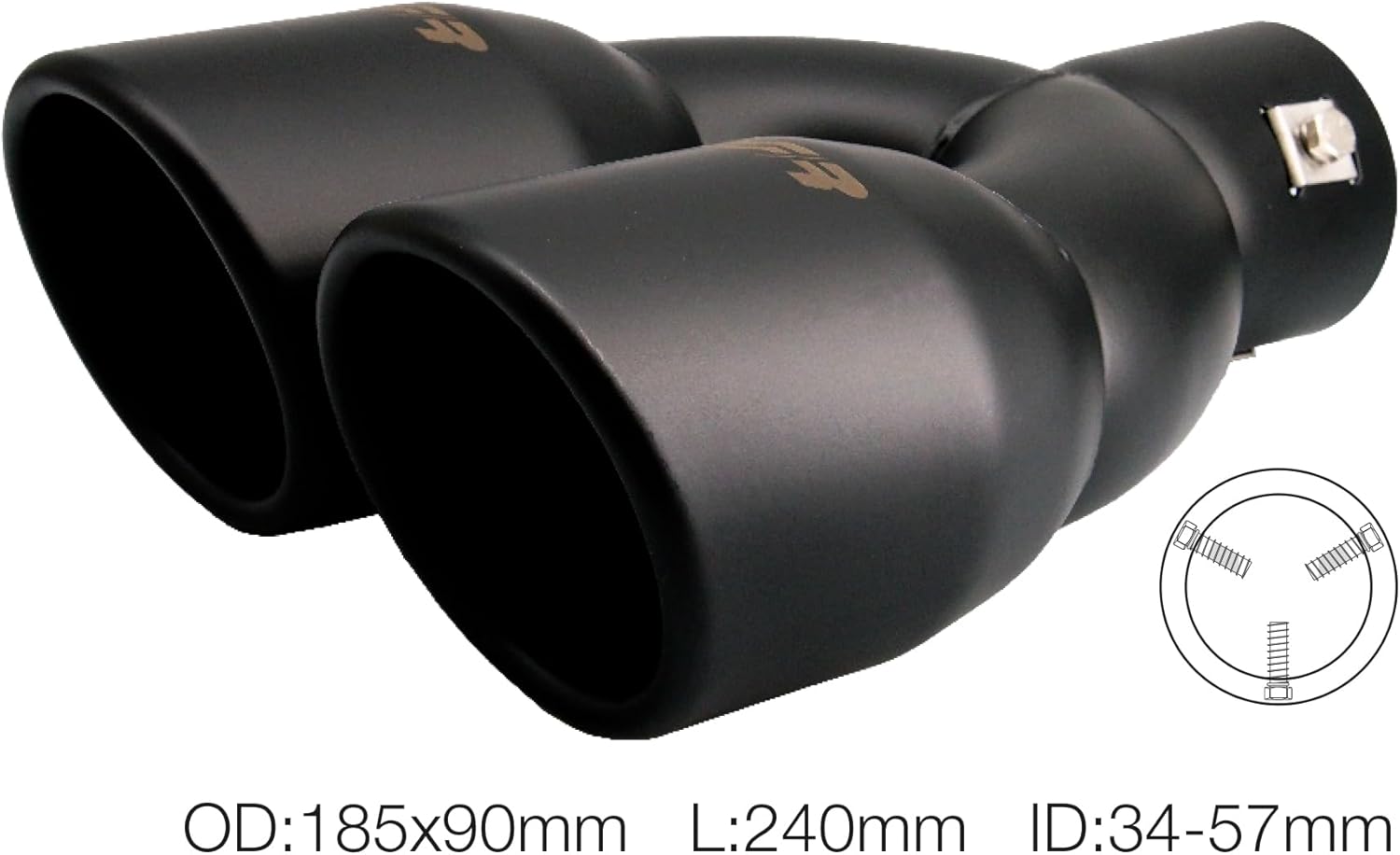 SIMONI RACING TRX/59N Universal Exhaust Terminal, Dual Inclined Outlet in Stainless Steel Black