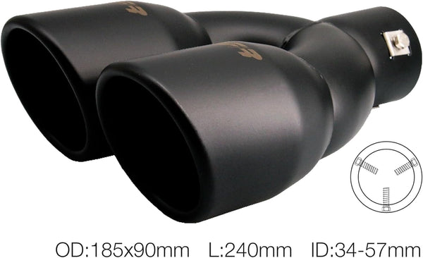 SIMONI RACING TRX/59N Universal Exhaust Terminal, Dual Inclined Outlet in Stainless Steel Black