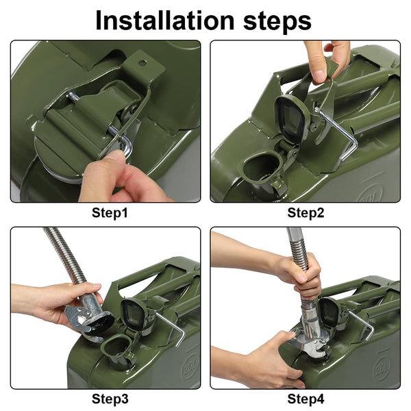 Bonnlo 20L Petrol Can Fuel Oil Storage Can Metal Jerry Diesel Tank with Flexi Spout For Diesel, Petrol, Oil Container (Green)