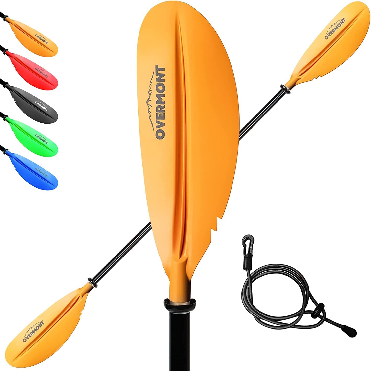 OVERMONT Aluminum Kayak Paddle 230cm/90.5in with Paddle Leash Lightweight Adjustable Portable Detachable Paddles Oars for Inflatable Boat Kayak