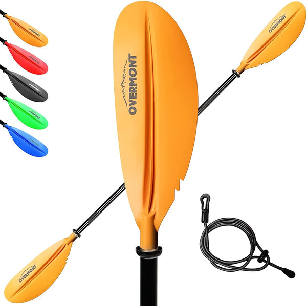 OVERMONT Aluminum Kayak Paddle 230cm/90.5in with Paddle Leash Lightweight Adjustable Portable Detachable Paddles Oars for Inflatable Boat Kayak