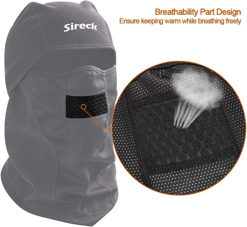 Sireck Cold Weather Balaclava Ski Mask, Water Resistant and Windproof Fleece Thermal Face Mask, Hunting Cycling Motorcycle Neck Warmer Hood Winter Gear for Men Women