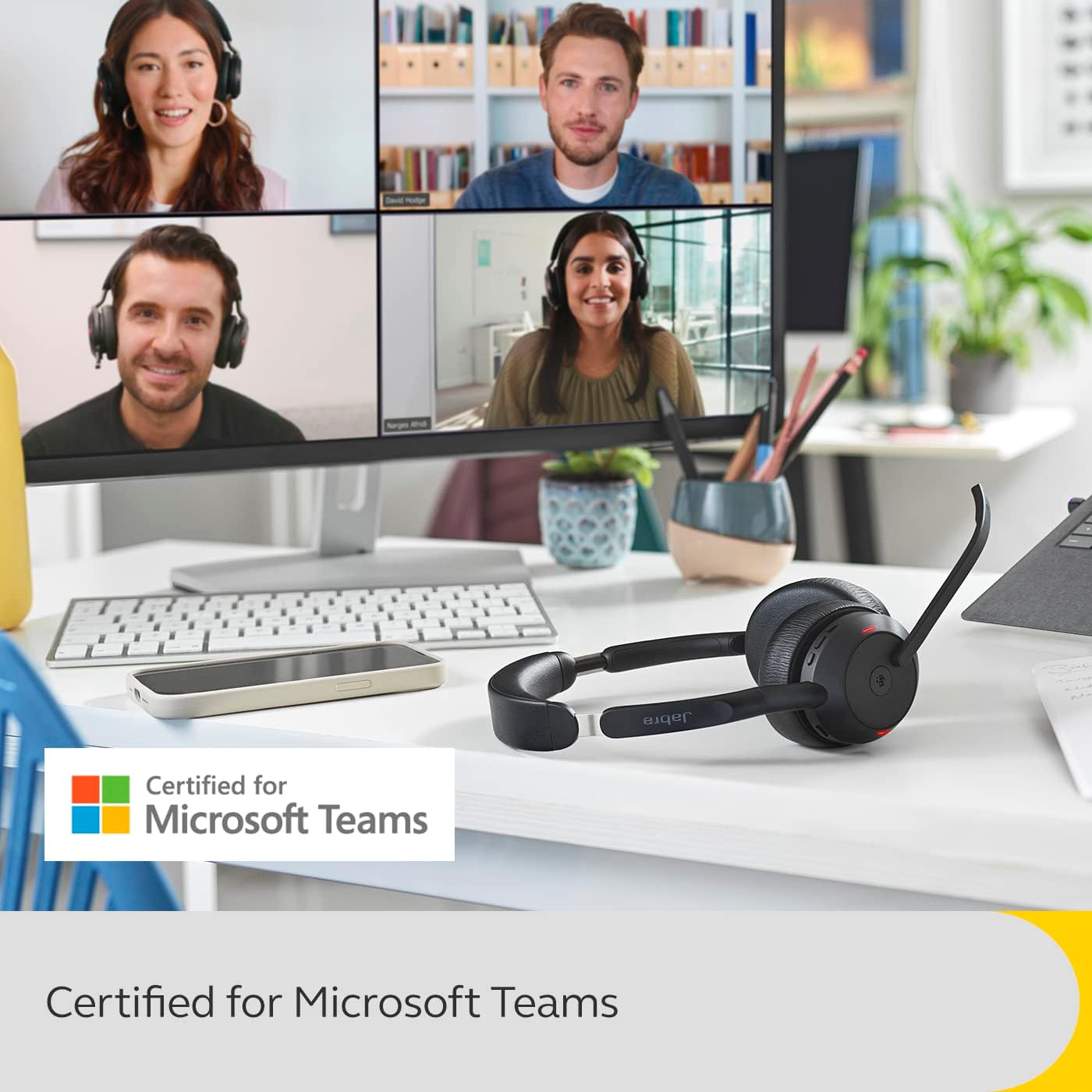 Jabra Evolve2 55 Stereo Wireless Headset Air Comfort Technology, Noise-cancelling Mics, and Active Noise Cancellation - MS Teams Certified, Works with All Other Platforms - Black