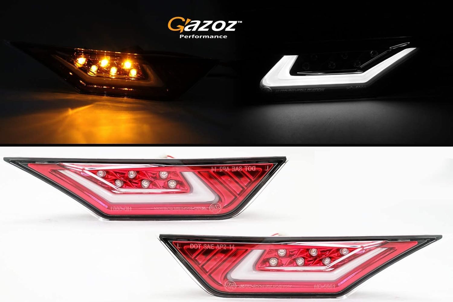 GAZOZ PERFORMANCE Red Lens Dual Function DRL + Side Marker Light For 16-20 Civic Type-R