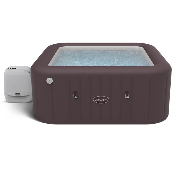 Lay-Z-Spa Santorini Pro Built in LED Light, 10 HydroJet System, Integrated Seats and Foot Massager Inflatable Hot Tub with Freeze Shield Technology, 5-7 Person, Grey