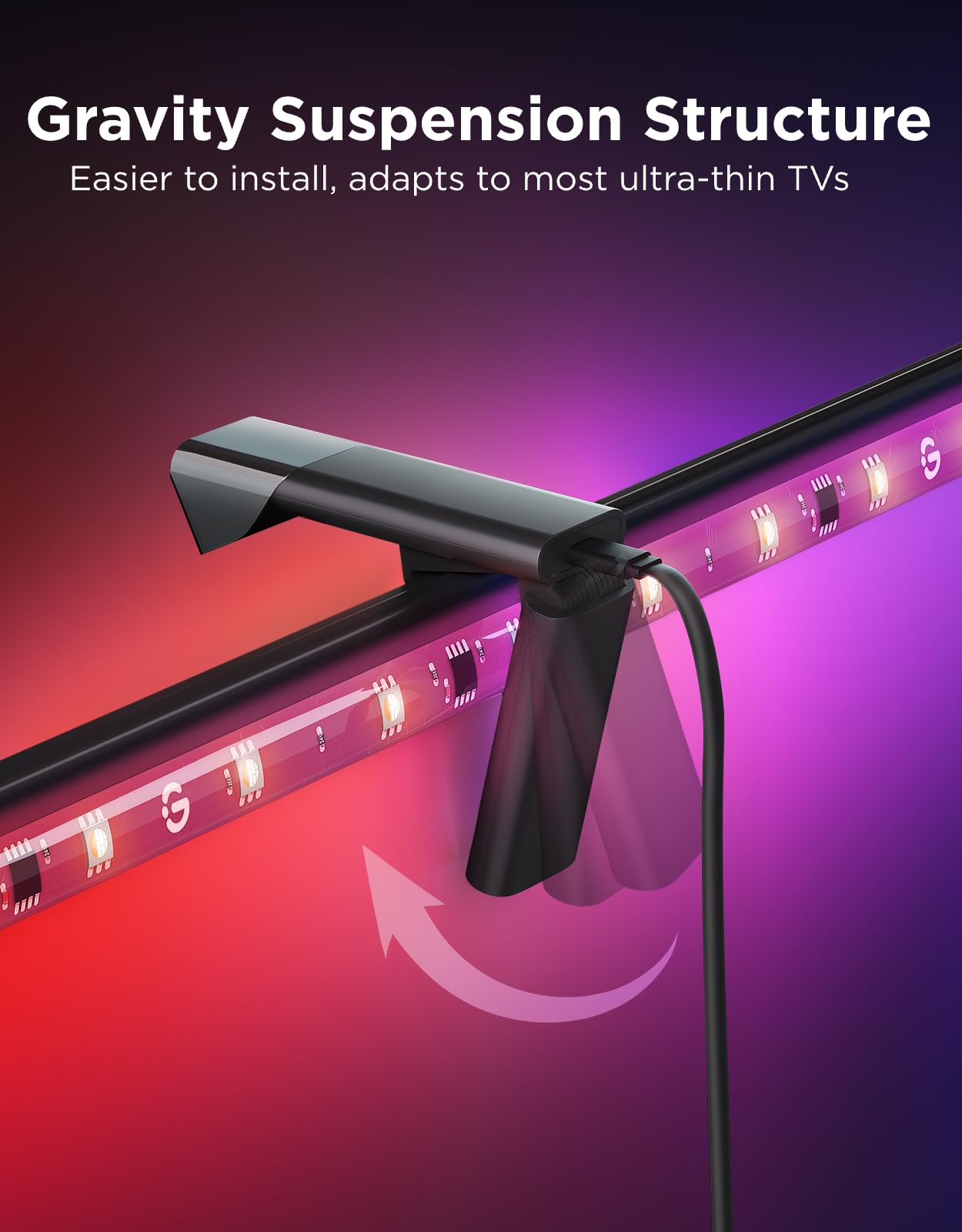 Govee TV Backlight 3 Lite with Fish-Eye Correction Function Sync to 55-65 Inch TVs, 3.6m RGBICW Wi-Fi TV LED Backlight with Camera, 4 Colours in 1 Lamp Bead, Voice and APP Control, Adapter