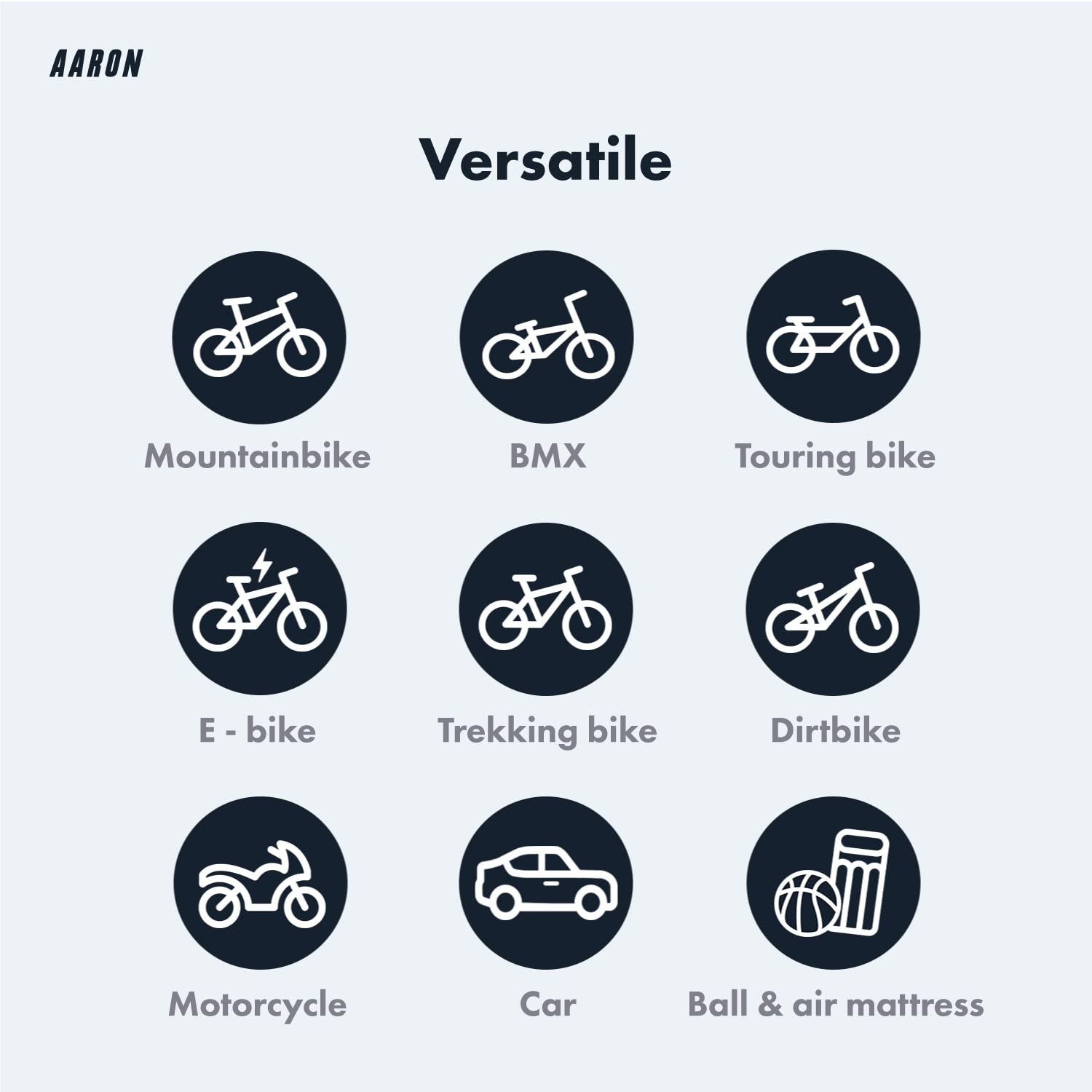 AARON - Sport One Bike Floor Pump with Pressure Gauge - Suitable for all Valves - High-Pressure Bike Pumps Incl. Ball Attachment - Pump for E-bike,