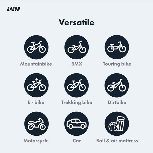 AARON - Sport One Bike Floor Pump with Pressure Gauge - Suitable for all Valves - High-Pressure Bike Pumps Incl. Ball Attachment - Pump for E-bike,